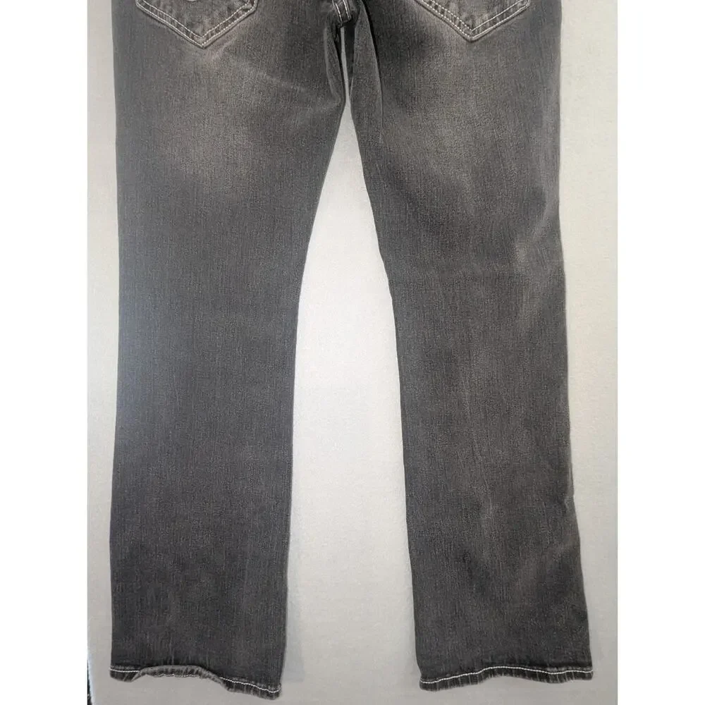 True Religion Mens Billy Relaxed Bootcut Jeans Black White Contrast Stitch Sz 32